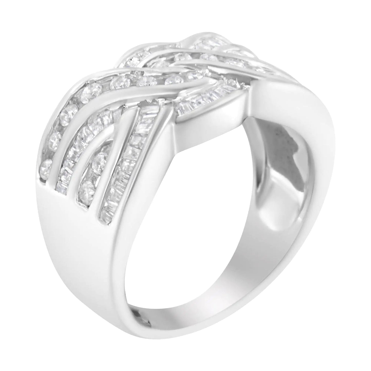 10K White Gold Diamond Bypass Ring (1 Cttw, H - I Color, I1 - I2 Clarity) - Jaazi Intl