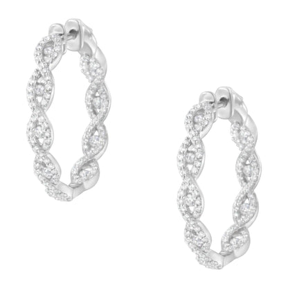 10K White Gold Diamond Hoop Earrings (1 1/2 cttw, H - I Color, I1 - I2 Clarity) - Jaazi Intl