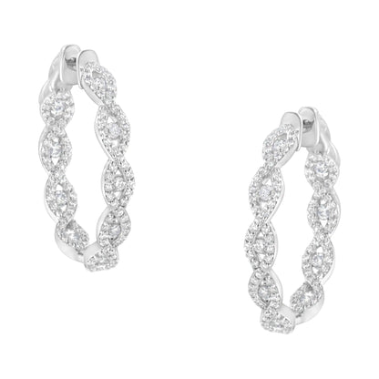 10K White Gold Diamond Hoop Earrings (1 1/2 cttw, H - I Color, I1 - I2 Clarity) - Jaazi Intl