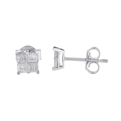 10k White Gold Diamond Stud Earrings (0.60 cttw, I - J Color, I2 - I3 Clarity) - Jaazi Intl