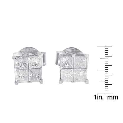 10k White Gold Diamond Stud Earrings (0.60 cttw, I - J Color, I2 - I3 Clarity) - Jaazi Intl