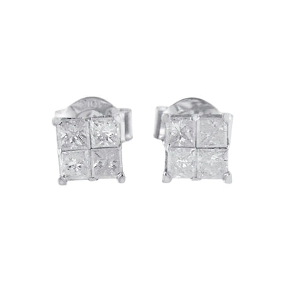 10k White Gold Diamond Stud Earrings (0.60 cttw, I - J Color, I2 - I3 Clarity) - Jaazi Intl