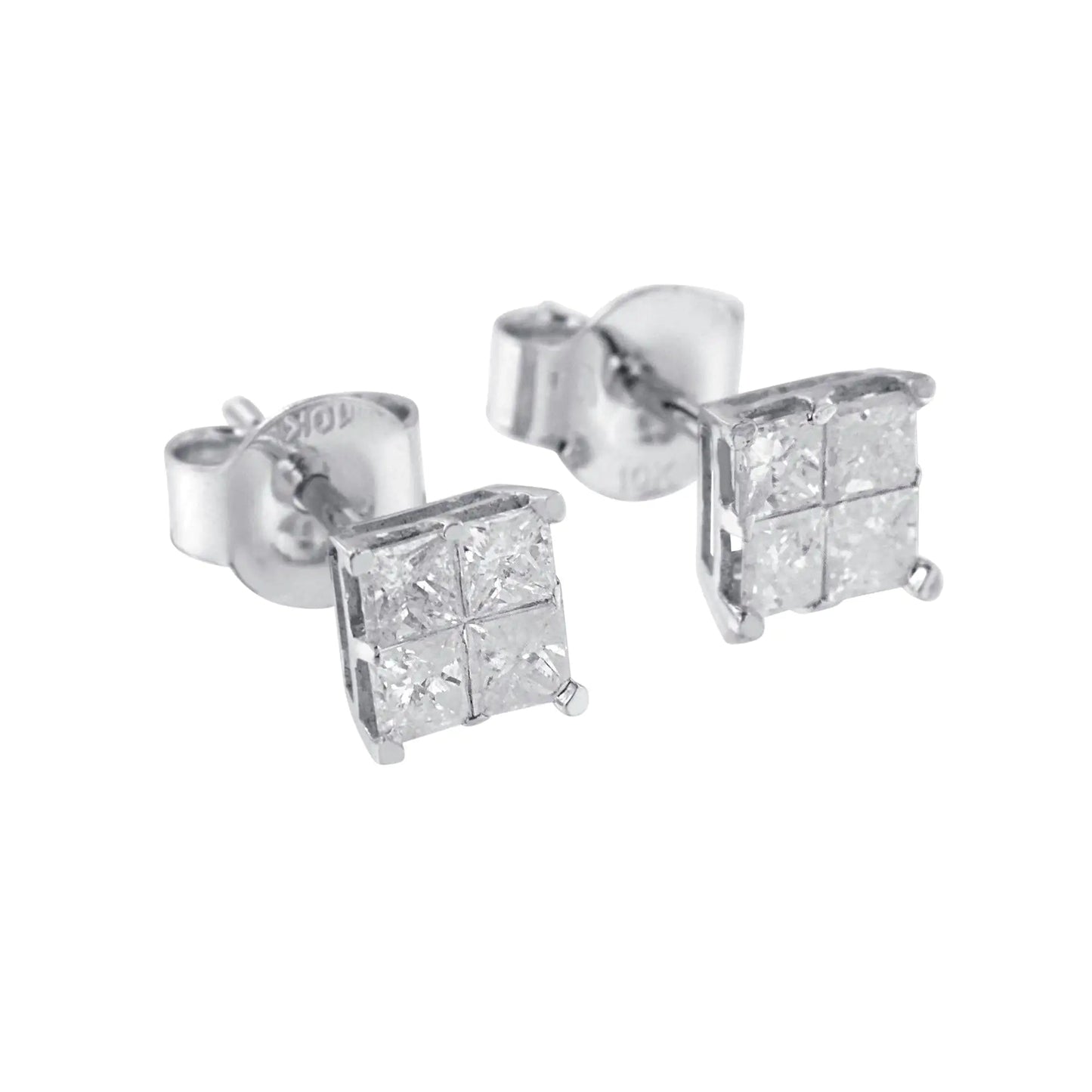 10k White Gold Diamond Stud Earrings (0.60 cttw, I - J Color, I2 - I3 Clarity) - Jaazi Intl