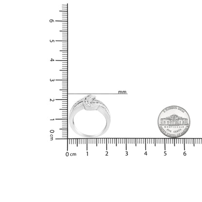 10K White Gold Ring 3/4 Cttw Round - Cut Diamond Bypass Ring (H - I Color, I2 - I3 Clarity) - Jaazi International