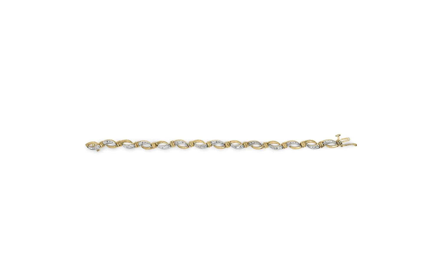 10K Yellow and White Gold 1/2 Cttw Channel Set Diamond Infinity Link 7" Tennis Bracelet (H - I Color, I1 - I2 Clarity) - Jaazi Intl