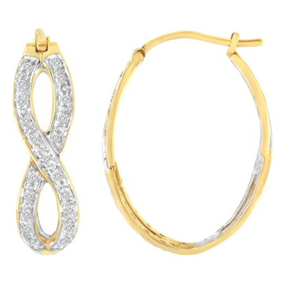 10K Yellow and White Gold 1/4 cttw Diamond Double Infinity Hoop Earrings (I - J Clarity, I1 - I2 Color) - Jaazi Intl