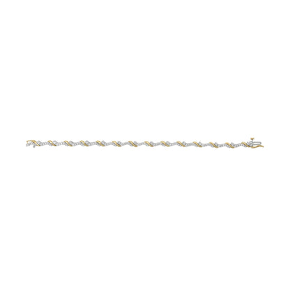 10K Yellow and White Gold 2.00 Cttw Diamond "S" Link 7" Bracelet (H - I Color, I2 - I3 Clarity) - Jaazi Intl