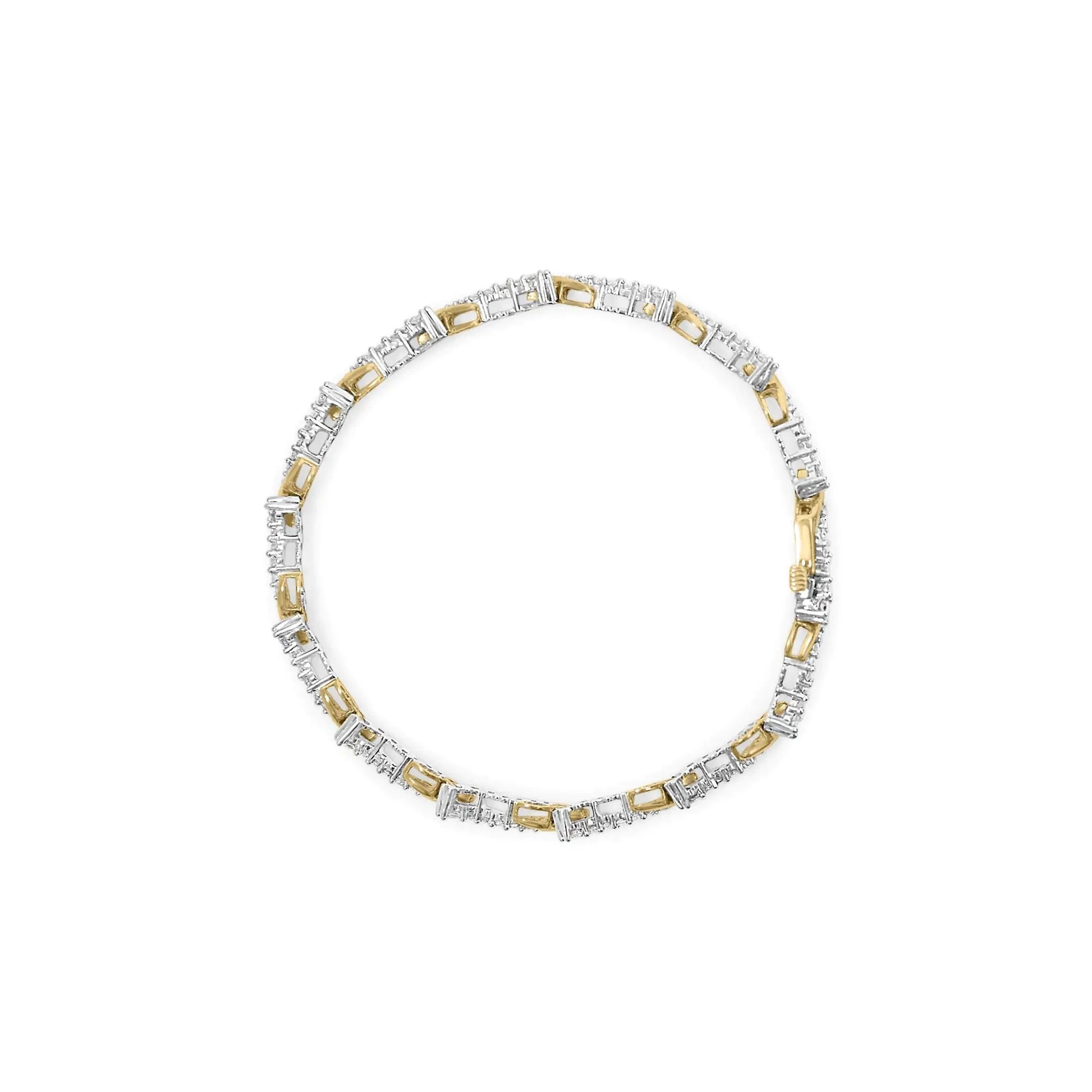 10K Yellow and White Gold 2.00 Cttw Diamond "S" Link 7" Bracelet (H - I Color, I2 - I3 Clarity) - Jaazi Intl