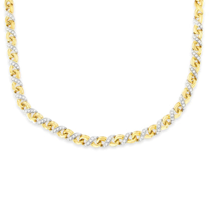 10K Yellow Gold 1 cttw Diamond Riviera Statement Pendant Necklace (J - K, I2 - I3) - Jaazi Intl