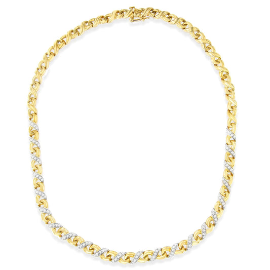 10K Yellow Gold 1 cttw Diamond Riviera Statement Pendant Necklace (J - K, I2 - I3) - Jaazi Intl