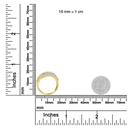 10K Yellow Gold 1.0 Cttw Baguette and Round Diamond Multi - Row Wave Bypass Ring (I - J Color, I1 - I2 Clarity) - Jaazi Intl