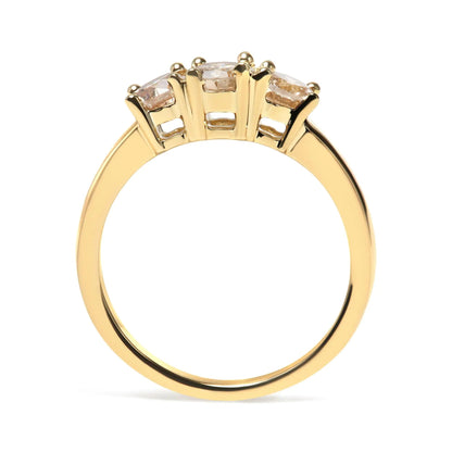 10K Yellow Gold 1.00 Cttw Champagne Diamond 3 - Stone Band Ring (J - K Color, I1 - I2 Clarity) - Jaazi Intl