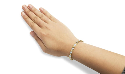 10K Yellow Gold 1.00 Cttw Diamond Cluster X Link Tennis Link 7.50" Bracelet (I - J Color, I2 - I3 Clarity) - Jaazi Intl