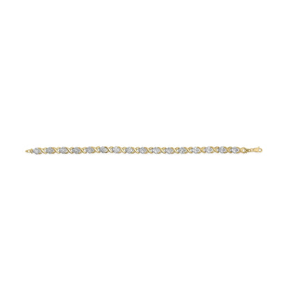 10K Yellow Gold 1.00 Cttw Diamond Cluster X Link Tennis Link 7.50" Bracelet (I - J Color, I2 - I3 Clarity) - Jaazi Intl