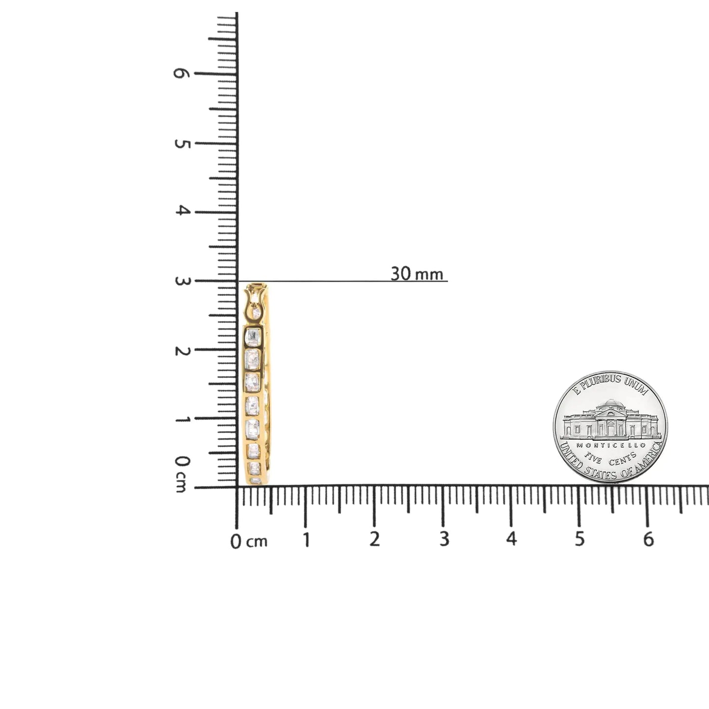 10K Yellow Gold 1.00 Cttw Round and Baguette - Cut Diamond U - Hoop Earrings (H - I Color, SI2 - I1 Clarity) - Jaazi Intl