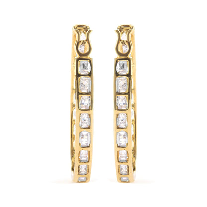 10K Yellow Gold 1.00 Cttw Round and Baguette - Cut Diamond U - Hoop Earrings (H - I Color, SI2 - I1 Clarity) - Jaazi Intl