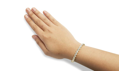 10k Yellow Gold 1.00 Cttw Round - Cut and Baguette - Cut S - Link 7.25" Bracelet (I - J Color, I2 - I3 Clarity) - Jaazi Intl