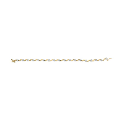 10k Yellow Gold 1.00 Cttw Round - Cut Diamond Floral S - Link 7.50" Bracelet (I - J Color, I2 - I3 Clarity) - Jaazi Intl