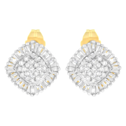 10K Yellow Gold 1/2 cttw Diamond Cluster Cocktail Stud Earrings (I - J, I1 - I2) - Jaazi Intl