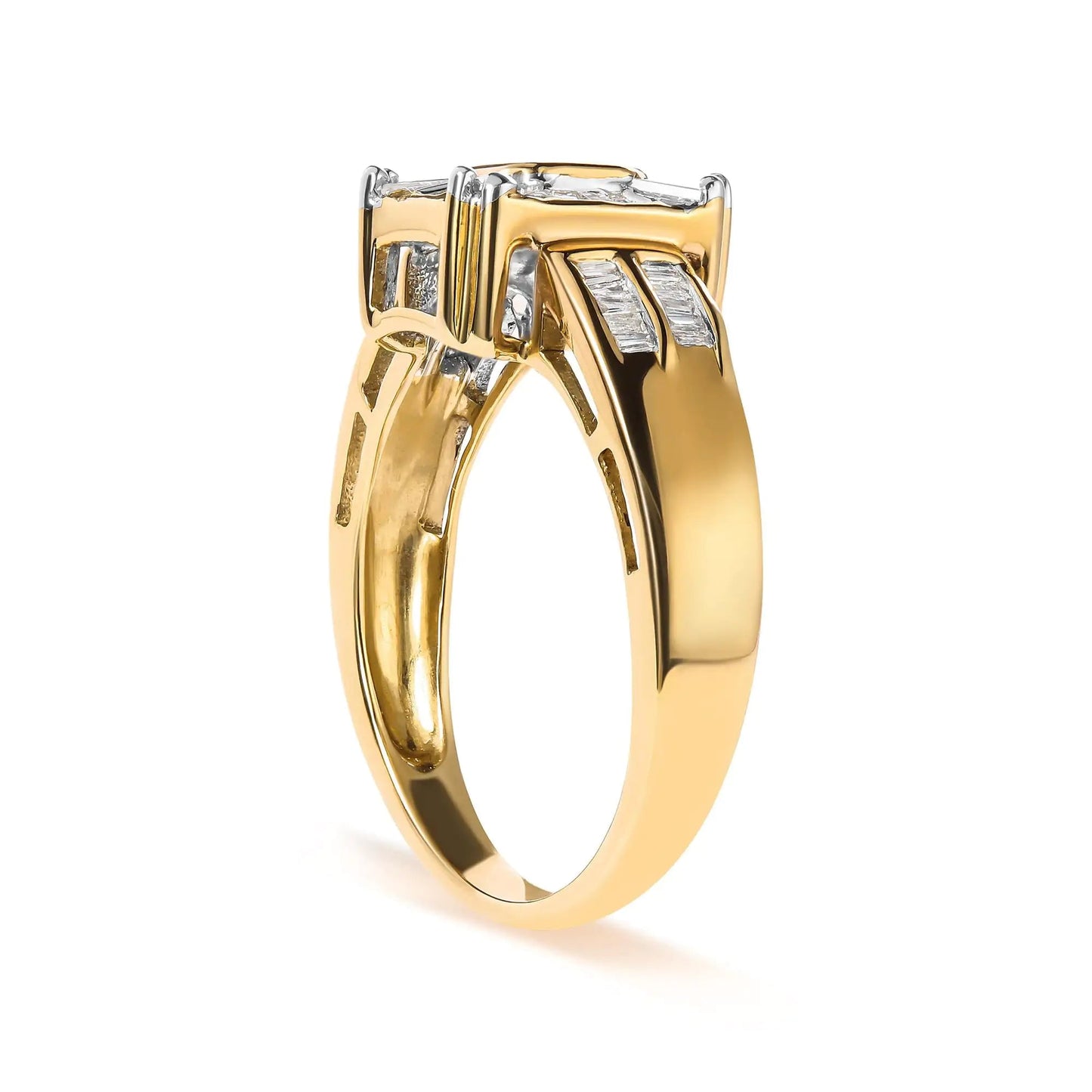 10K Yellow Gold 1/2 Cttw Diamond Composite and Halo Ring (H - I Color, SI1 - SI2 Clarity) - Jaazi Intl