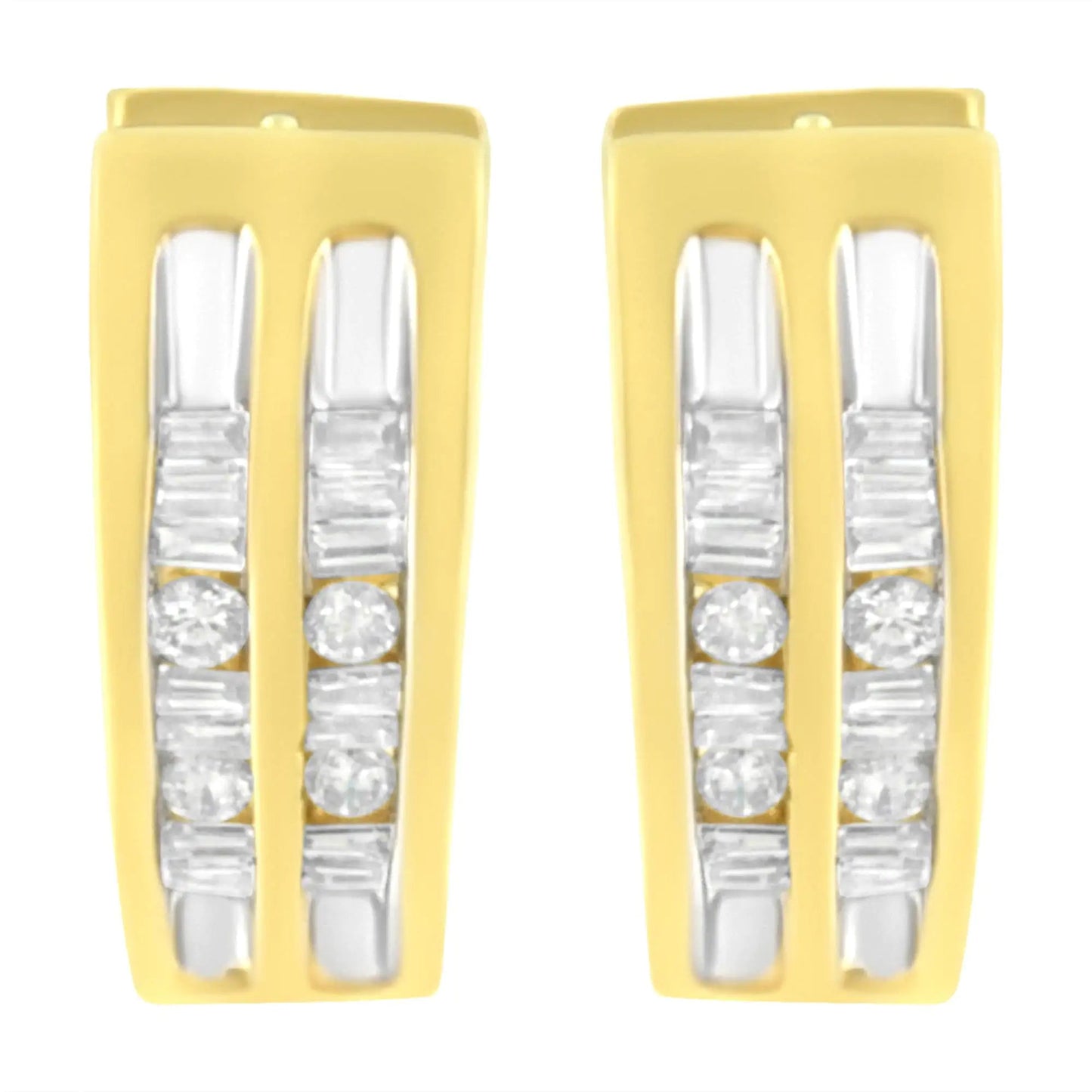 10K Yellow Gold 1/2 cttw Diamond Huggy Heart Hoop Earrings (I - J Clarity, I2 - I3 Color) - Jaazi Intl