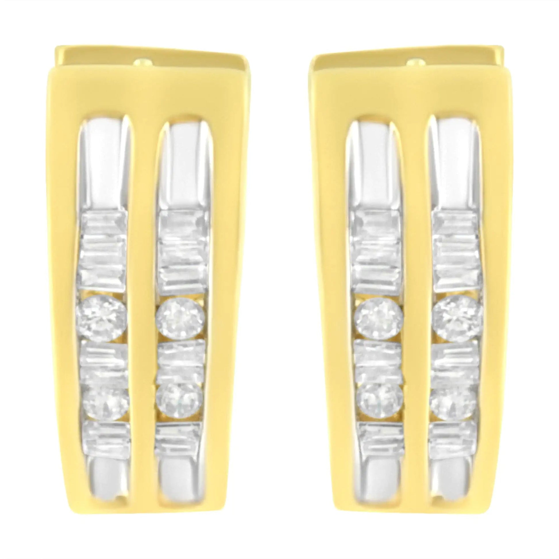 10K Yellow Gold 1/2 cttw Diamond Huggy Heart Hoop Earrings (I - J Clarity, I2 - I3 Color) - Jaazi Intl