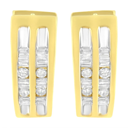 10K Yellow Gold 1/2 cttw Diamond Huggy Heart Hoop Earrings (I - J Clarity, I2 - I3 Color) - Jaazi Intl