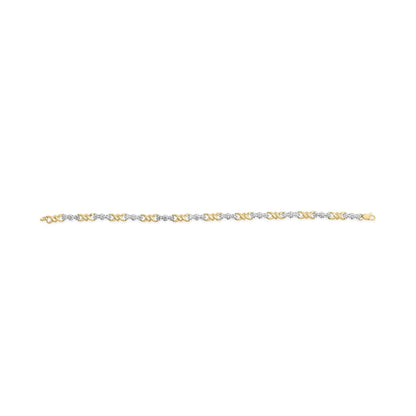 10k Yellow Gold 1/3 Cttw Diamond 3 Stone and X - Link Bracelet (I - J Color, I1 - I2 Clarity) - 7.50" Inches - Jaazi Intl