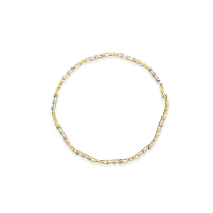 10k Yellow Gold 1/3 Cttw Diamond 3 Stone and X - Link Bracelet (I - J Color, I1 - I2 Clarity) - 7.50" Inches - Jaazi Intl