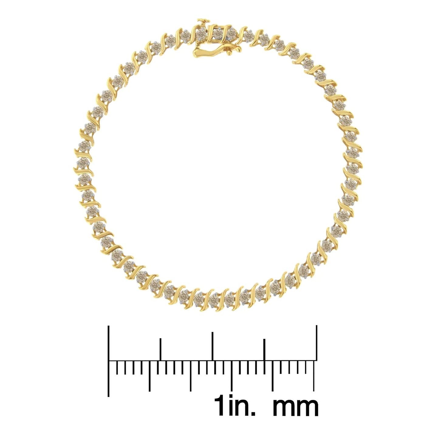 10K Yellow Gold 2.0 Cttw Diamond 7" S - Link Bracelet (J - K Color, I2 - I3 Clarity) - Jaazi International