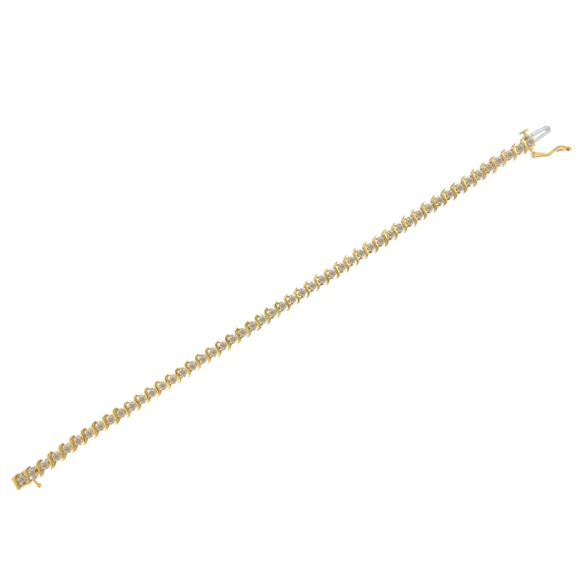 10K Yellow Gold 2.0 Cttw Diamond 7" S - Link Bracelet (J - K Color, I2 - I3 Clarity) - Jaazi International