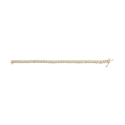 10K Yellow Gold 3 cttw Round - Cut Diamond Spiral Link 7.50" Bracelet (I - J Color, I1 - I2 Clarity) - Jaazi Intl