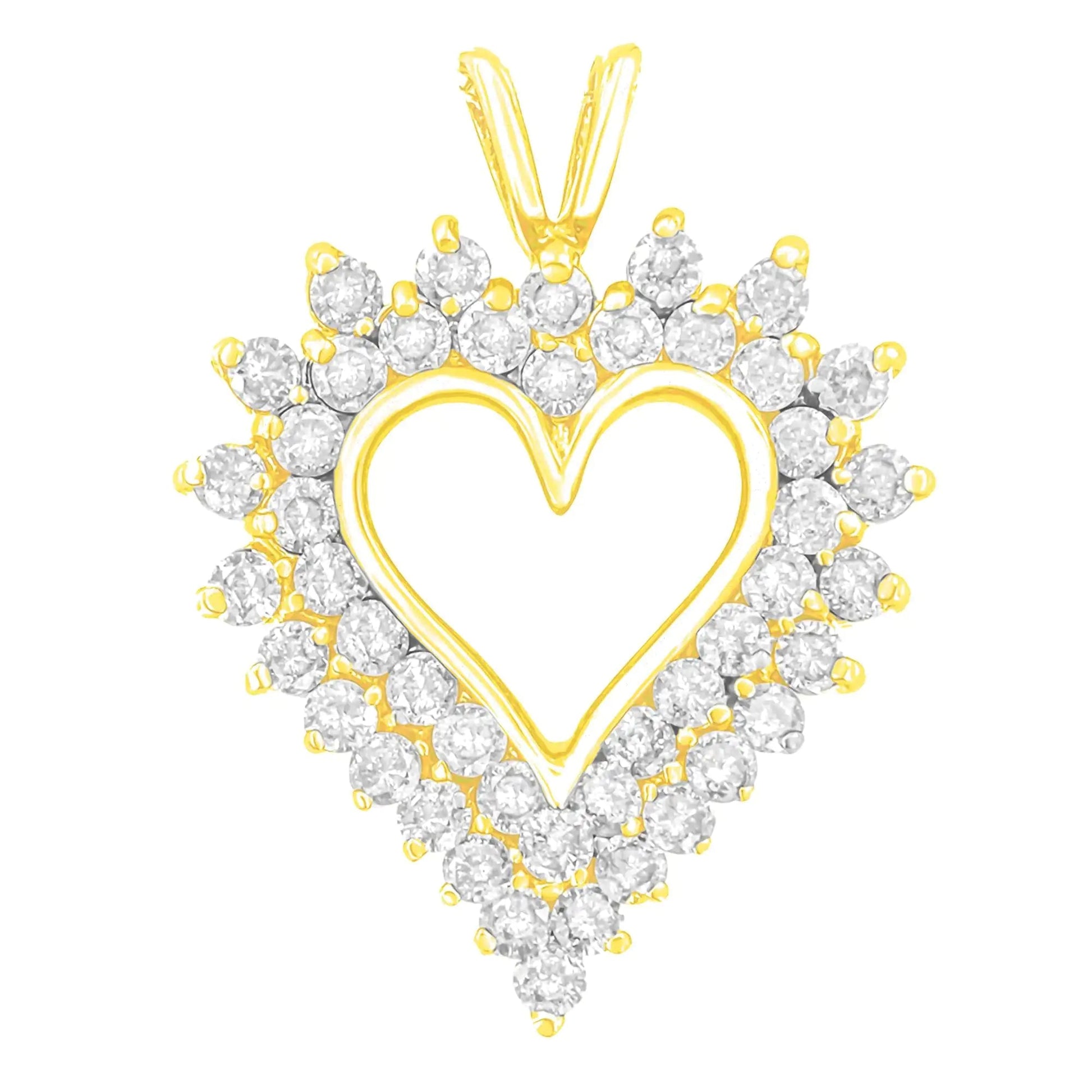 10K Yellow Gold 3.0 Cttw Brilliant - Cut Diamond Open Heart 18" Pendant Necklace (J - K Color, I1 - I2 Clarity) - Jaazi Intl