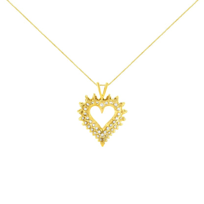 10K Yellow Gold 3.0 Cttw Brilliant - Cut Diamond Open Heart 18" Pendant Necklace (J - K Color, I1 - I2 Clarity) - Jaazi Intl