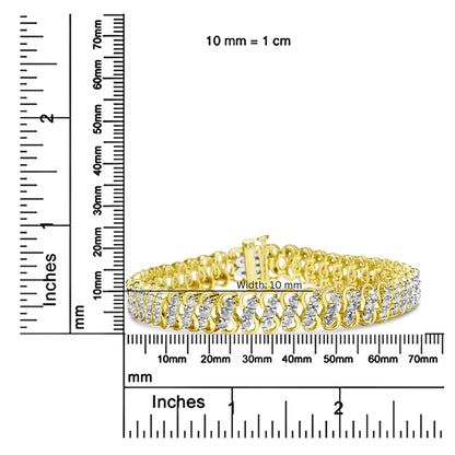 10K Yellow Gold 4.0 Cttw Diamond Triple Row Infinity 7" "S" Link Tennis Bracelet (J - K Color, I2 - I3 Clarity) - Jaazi Intl