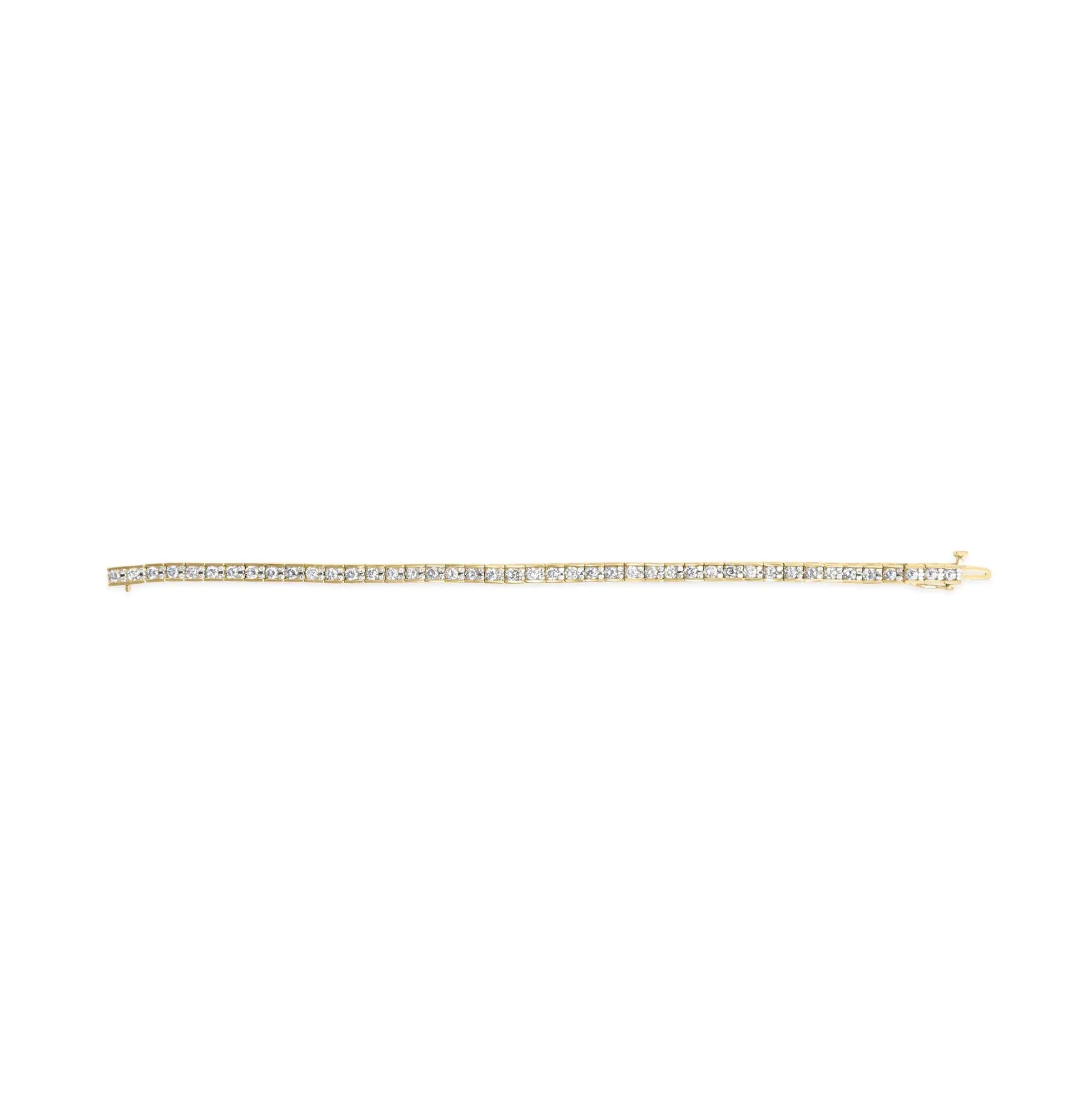 10K Yellow Gold 4.00 Cttw Channel Set Round Diamond Tennis 7" Bracelet (J - K Color, I1 - I2 Clarity) - Jaazi Intl