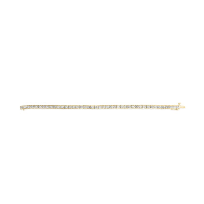 10K Yellow Gold 4.00 Cttw Channel Set Round Diamond Tennis 7" Bracelet (J - K Color, I1 - I2 Clarity) - Jaazi Intl