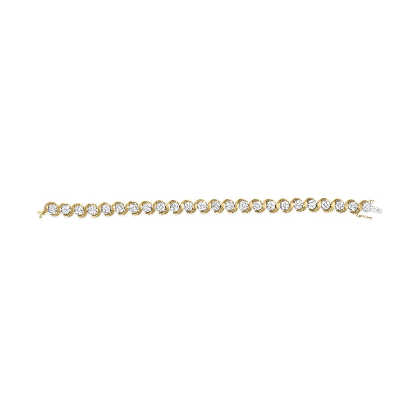 10K Yellow Gold 4.00 Cttw Round - Cut Diamond Floral Link 7.5" Bracelet (H - I Color, I2 - I3 Clarity) - Jaazi Intl