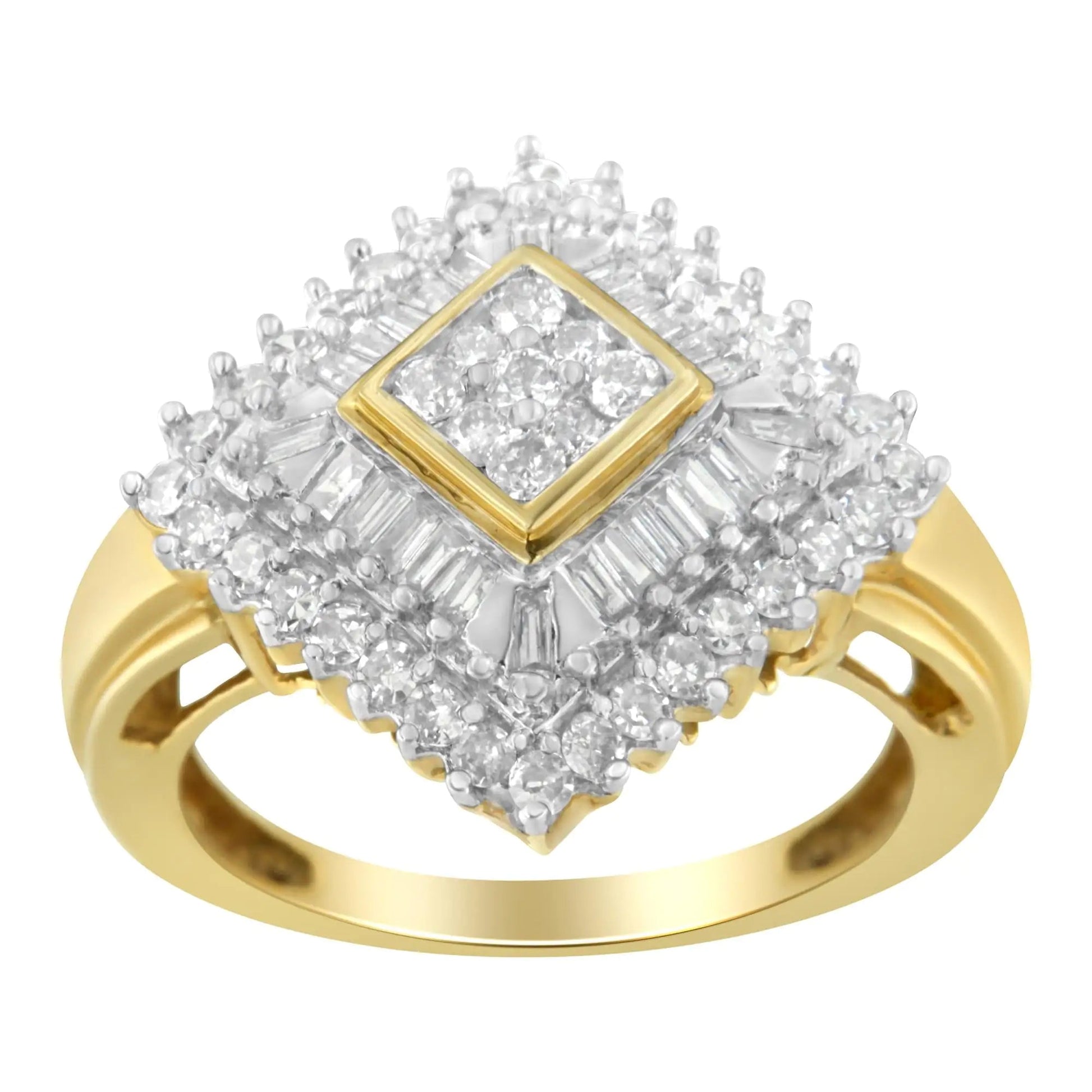 10K Yellow Gold Diamond Ballerina Ring (1 Cttw, I - J Color, I1 - I2 Clarity) - Jaazi Intl