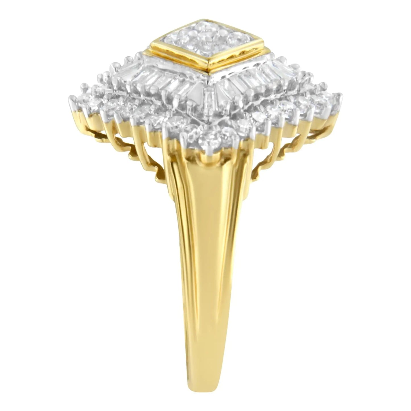 10K Yellow Gold Diamond Ballerina Ring (1 Cttw, I - J Color, I1 - I2 Clarity) - Jaazi Intl