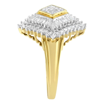 10K Yellow Gold Diamond Ballerina Ring (1 Cttw, I - J Color, I1 - I2 Clarity) - Jaazi Intl