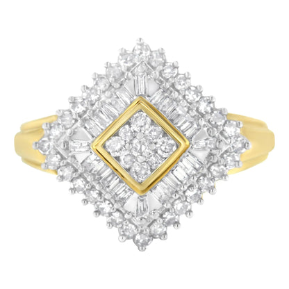 10K Yellow Gold Diamond Ballerina Ring (1 Cttw, I - J Color, I1 - I2 Clarity) - Jaazi Intl