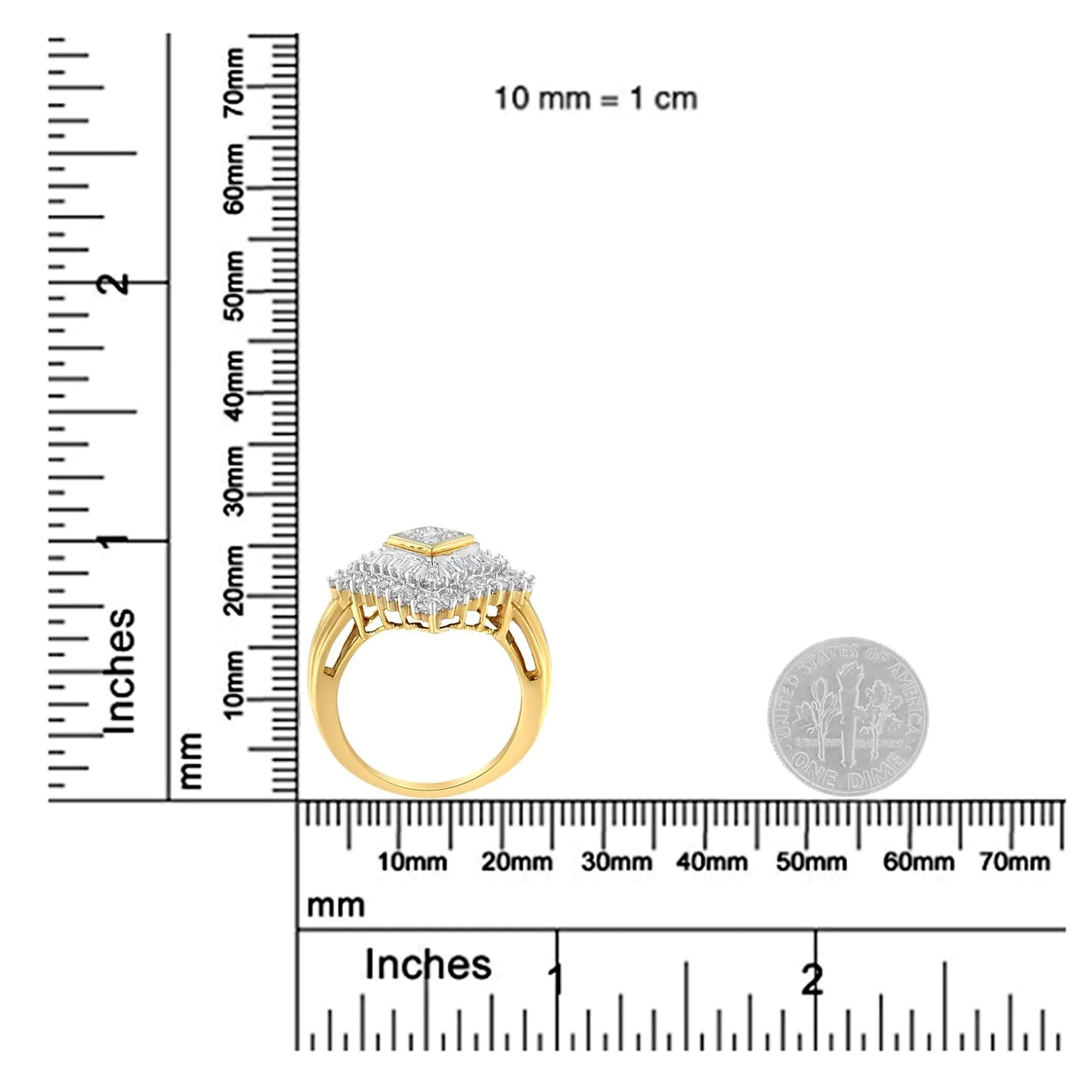 10K Yellow Gold Diamond Ballerina Ring (1 Cttw, I - J Color, I1 - I2 Clarity) - Jaazi Intl