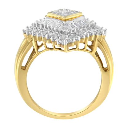 10K Yellow Gold Diamond Ballerina Ring (1 Cttw, I - J Color, I1 - I2 Clarity) - Jaazi Intl