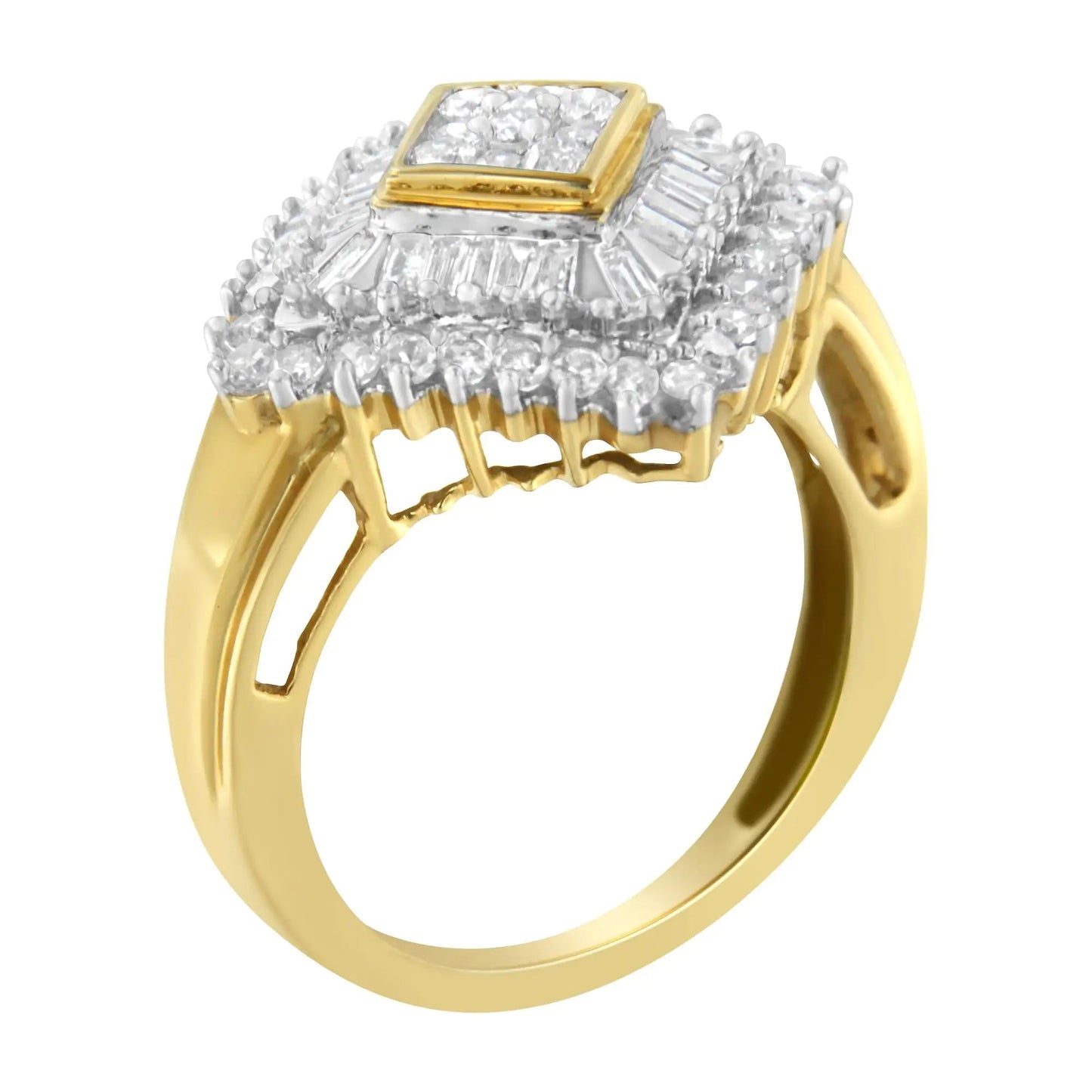 10K Yellow Gold Diamond Ballerina Ring (1 Cttw, I - J Color, I1 - I2 Clarity) - Jaazi Intl