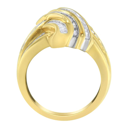 10K Yellow Gold Diamond Bypass Ring (1.0 cttw, H - I Color, I2 - I3 Clarity) - Jaazi Intl