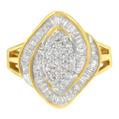 10K Yellow Gold Diamond Cluster Ring (3/4 Cttw, J - K Color, I2 - I3 Clarity) - Jaazi Intl