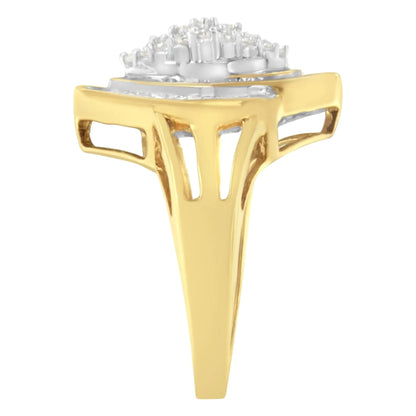 10K Yellow Gold Diamond Cluster Ring (3/4 Cttw, J - K Color, I2 - I3 Clarity) - Jaazi Intl