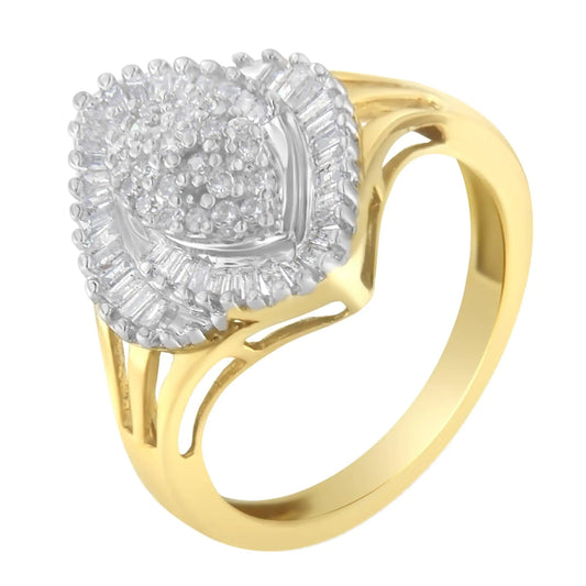 10K Yellow Gold Diamond Cocktail Ring (1/2 Cttw, J - K Color, I2 - I3 Clarity) - Jaazi Intl