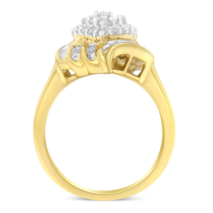 10K Yellow Gold Diamond Cocktail Ring (3/4 Cttw, I - J Color, I2 - I3 Clarity) - Jaazi Intl